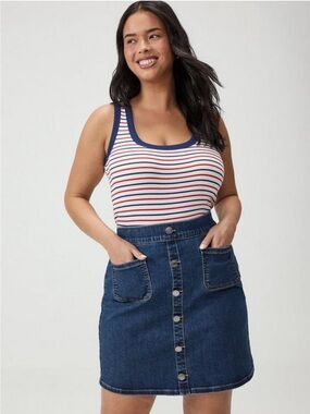 Torrid Dark Indigo Button-Front Mini Skirt